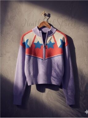 Urban Outfitters BDG Sweater Jesse Half Zip Purple Medium NWT